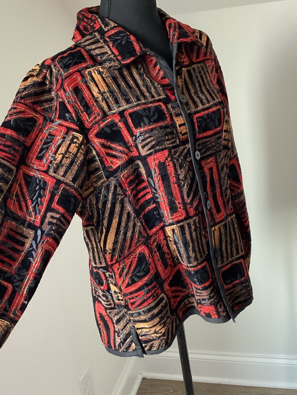 Coldwater Creek Tapestry Jacket Small Art to Wear Boho Maximalist Metallic